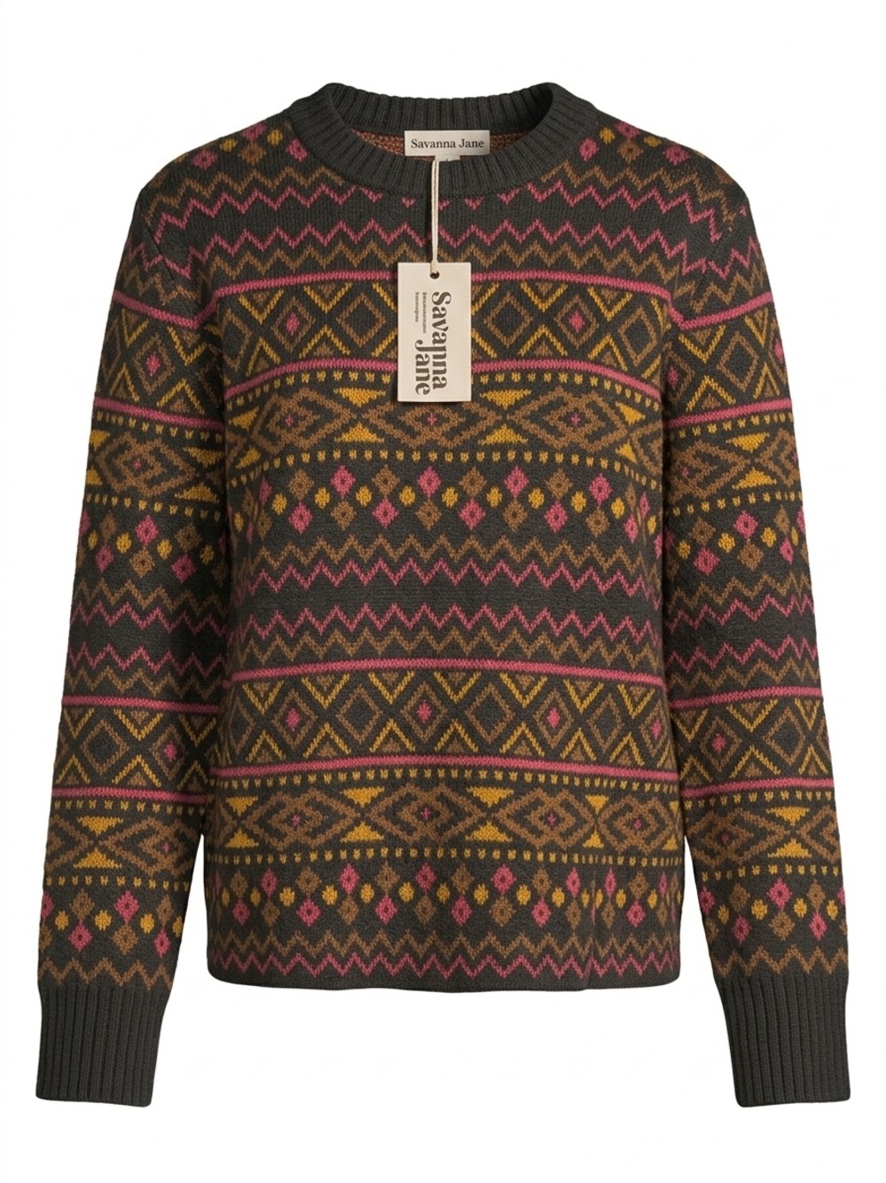 Savanna Jane X Anthro Fair Isle Aztec Nordic Sweater Size S Oversized Gorpcore
